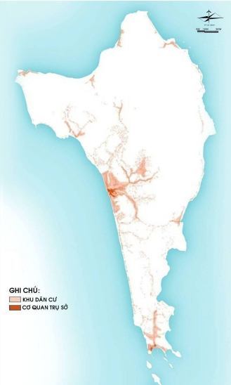 Vị trí các khu dân cư hiện hữu trên đảo. Nguồn: Phân Viện QH Miền Nam & WTGA - Điều chỉnh Quy hoạch Chung Xây dựng Đảo Phú Quốc tới năm 2030